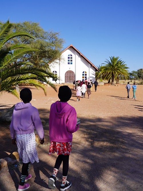 Otjikondo church walking to church
